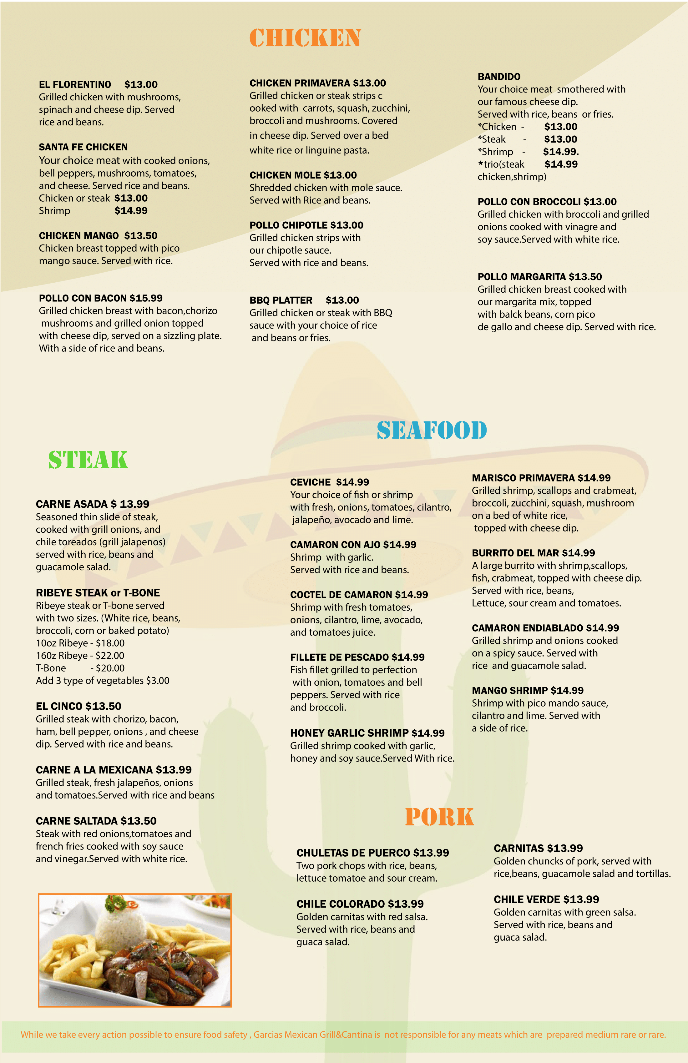 Menu Garcias Mexican Grill